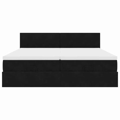 Ottoman-Bett mit Matratzen & LEDs Schwarz 180x200 cm Samt