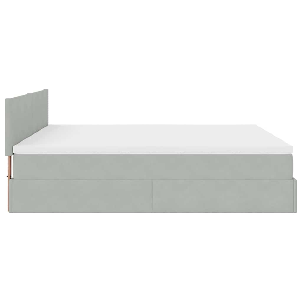 Ottoman-Bett mit Matratzen & LEDs Hellgrau 200x200 cm Samt