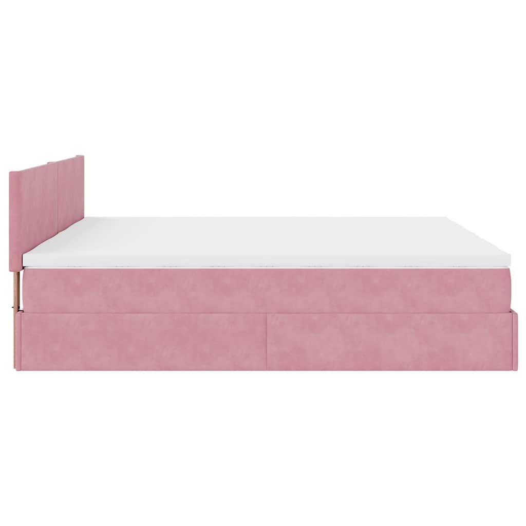Ottoman-Bett mit Matratzen & LEDs Rosa 200x200 cm Samt
