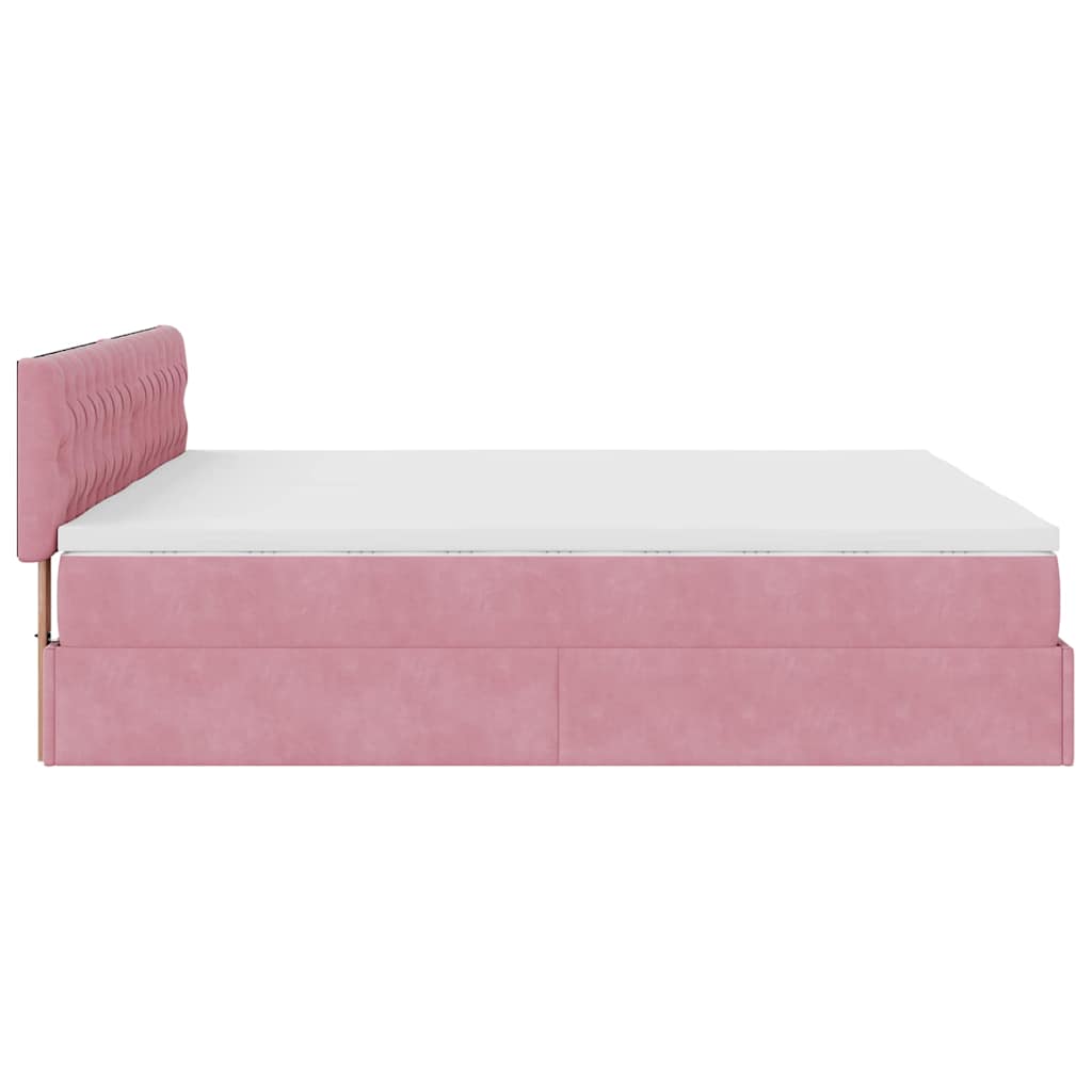 Ottoman-Bett mit Matratzen & LEDs Rosa 200x200 cm Samt