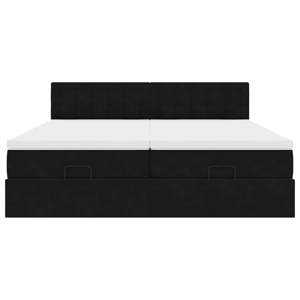Ottoman-Bett mit Matratzen & LEDs Schwarz 180x200 cm Samt