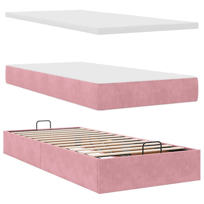 Ottoman-Bett mit Matratzen & LEDs Rosa 200x200 cm Samt