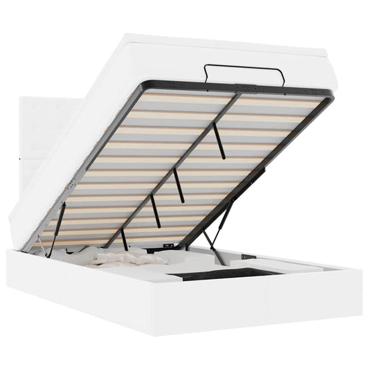 Ottoman-Bett mit Matratze Weiß 120x190 cm Kunstleder