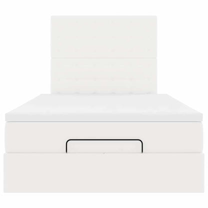 Ottoman-Bett mit Matratze Weiß 120x190 cm Kunstleder