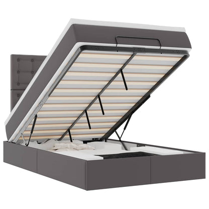 Ottoman-Bett mit Matratze Grau 120x200 cm Kunstleder