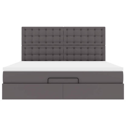 Ottoman-Bett mit Matratze Grau 160x200 cm Kunstleder