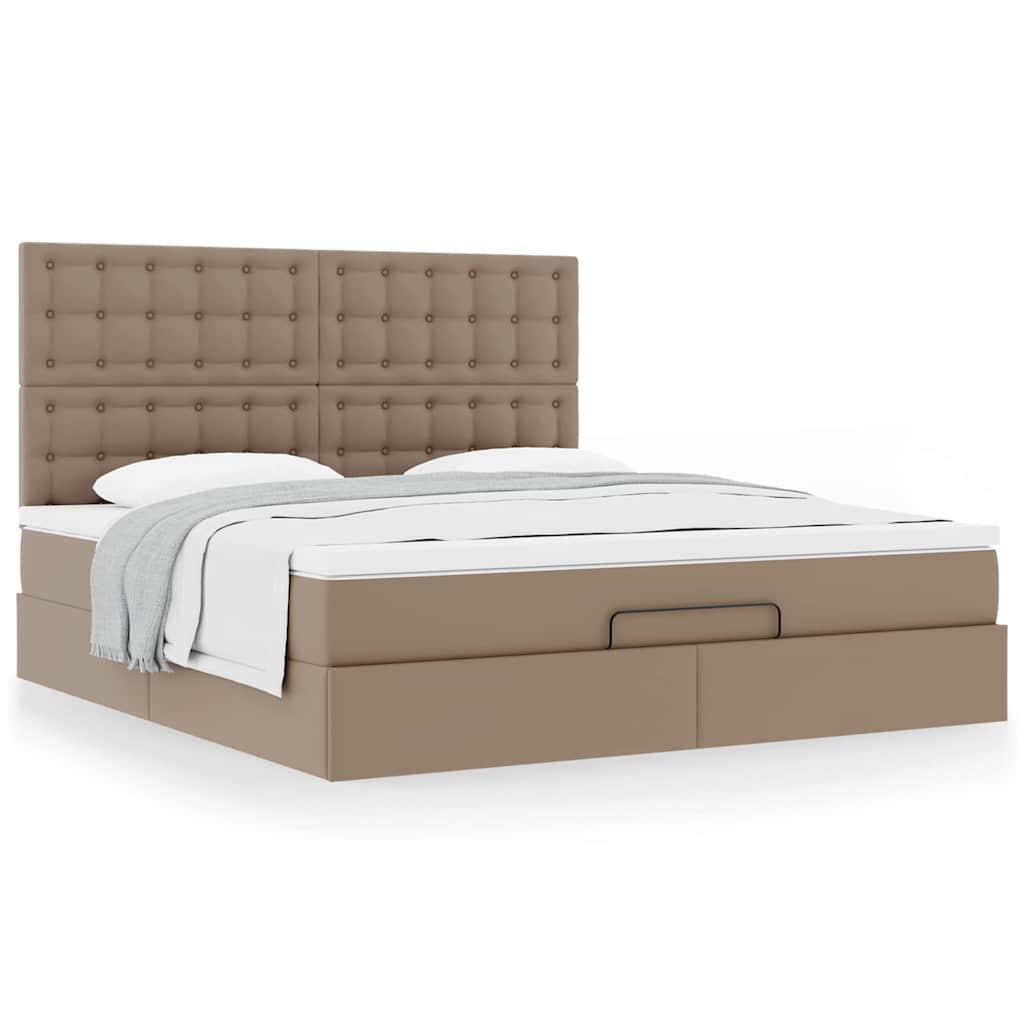 Ottoman-Bett mit Matratze Cappuccino-Braun 160x200cm Kunstleder