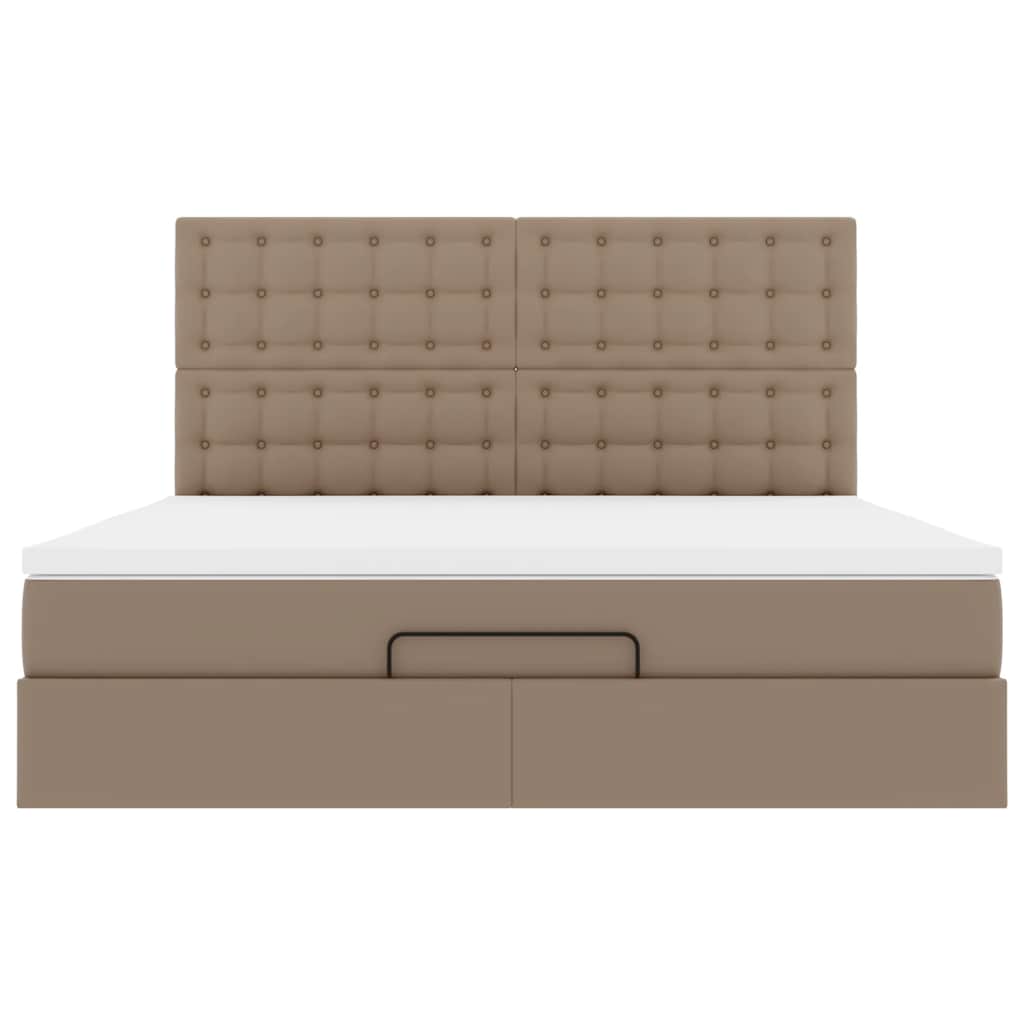 Ottoman-Bett mit Matratze Cappuccino-Braun 160x200cm Kunstleder