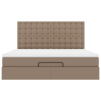 Ottoman-Bett mit Matratze Cappuccino-Braun 160x200cm Kunstleder