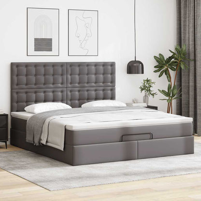 Ottoman-Bett mit Matratze Grau 180x200 cm Kunstleder