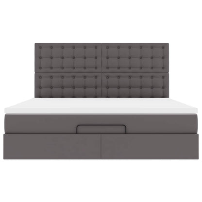 Ottoman-Bett mit Matratze Grau 180x200 cm Kunstleder