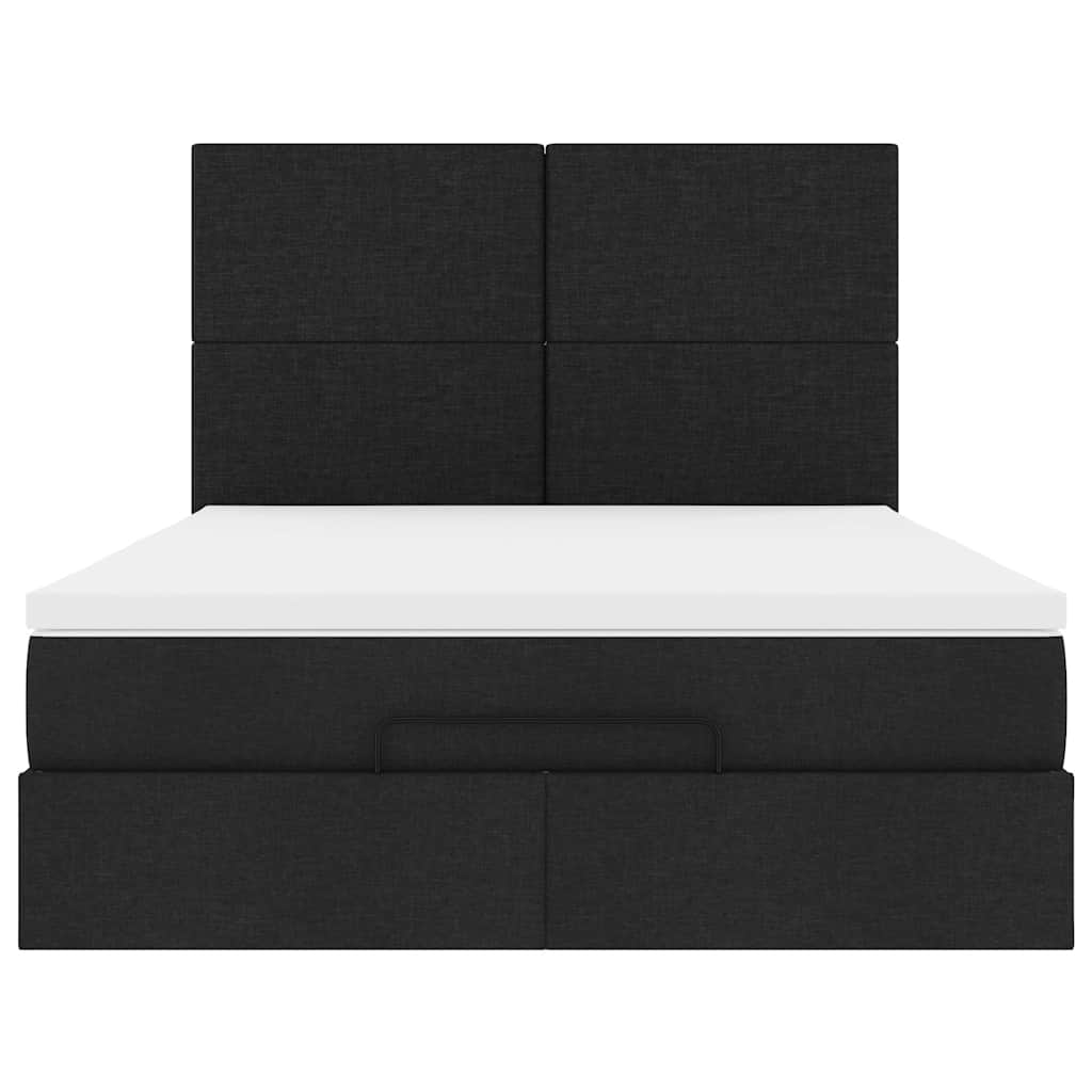 Ottoman-Bett mit Matratze Schwarz 140x200 cm Stoff