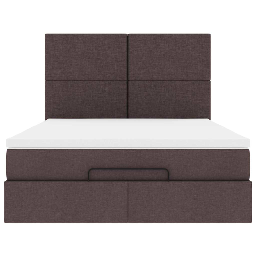 Ottoman-Bett mit Matratze Dunkelbraun 140x200 cm Stoff