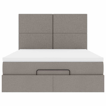 Ottoman-Bett mit Matratze Taupe 140x200 cm Stoff
