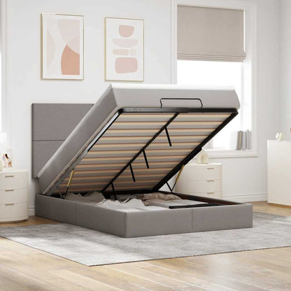 Ottoman-Bett mit Matratze Taupe 140x200 cm Stoff