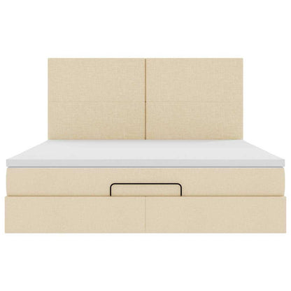 Ottoman-Bett mit Matratze Creme 160x200 cm Stoff