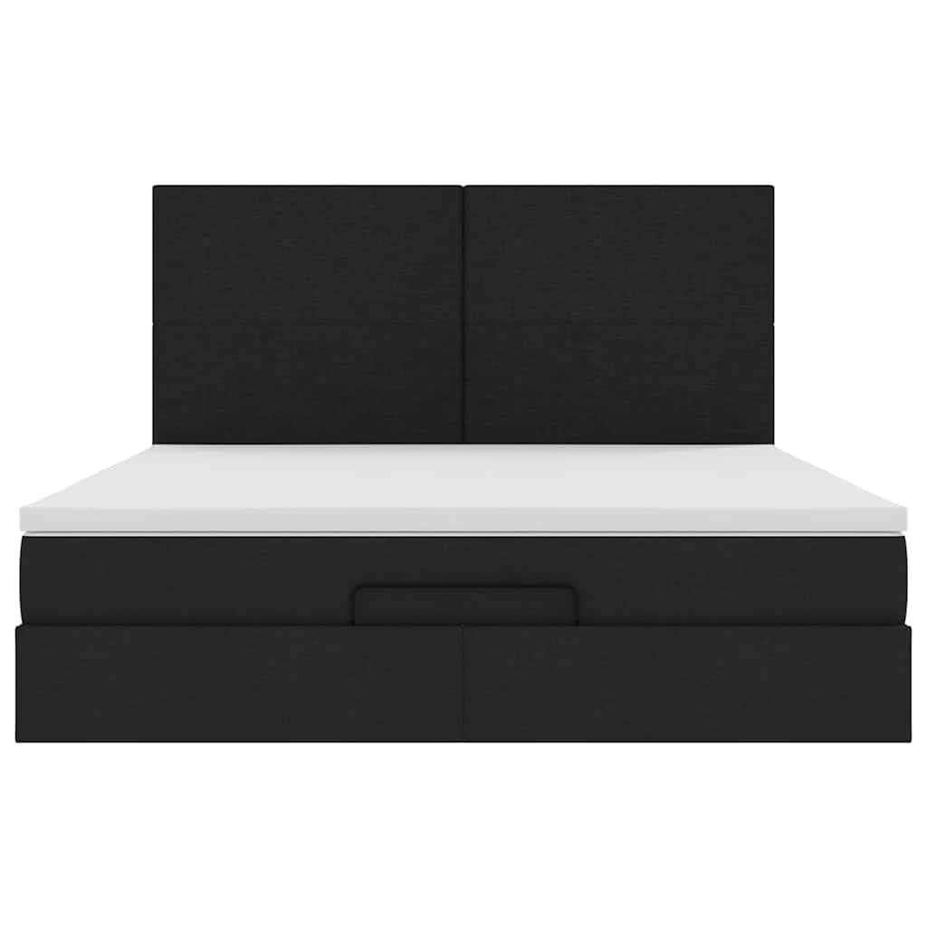 Ottoman-Bett mit Matratze Schwarz 180x200 cm Stoff