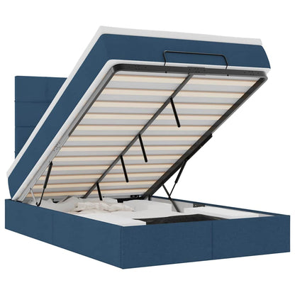 Ottoman-Bett mit Matratze Blau 120x200 cm Stoff