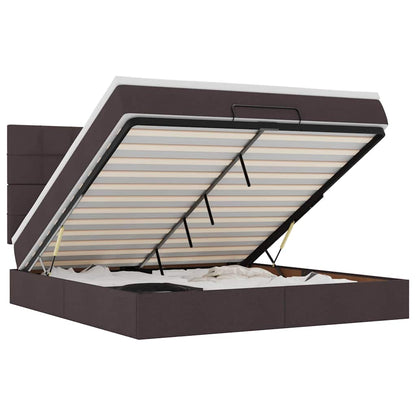 Ottoman-Bett mit Matratze Dunkelbraun 160x200 cm Stoff
