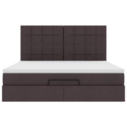 Ottoman-Bett mit Matratze Dunkelbraun 160x200 cm Stoff