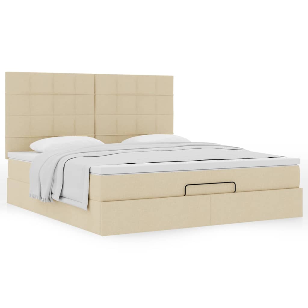 Ottoman-Bett mit Matratze Creme 160x200 cm Stoff