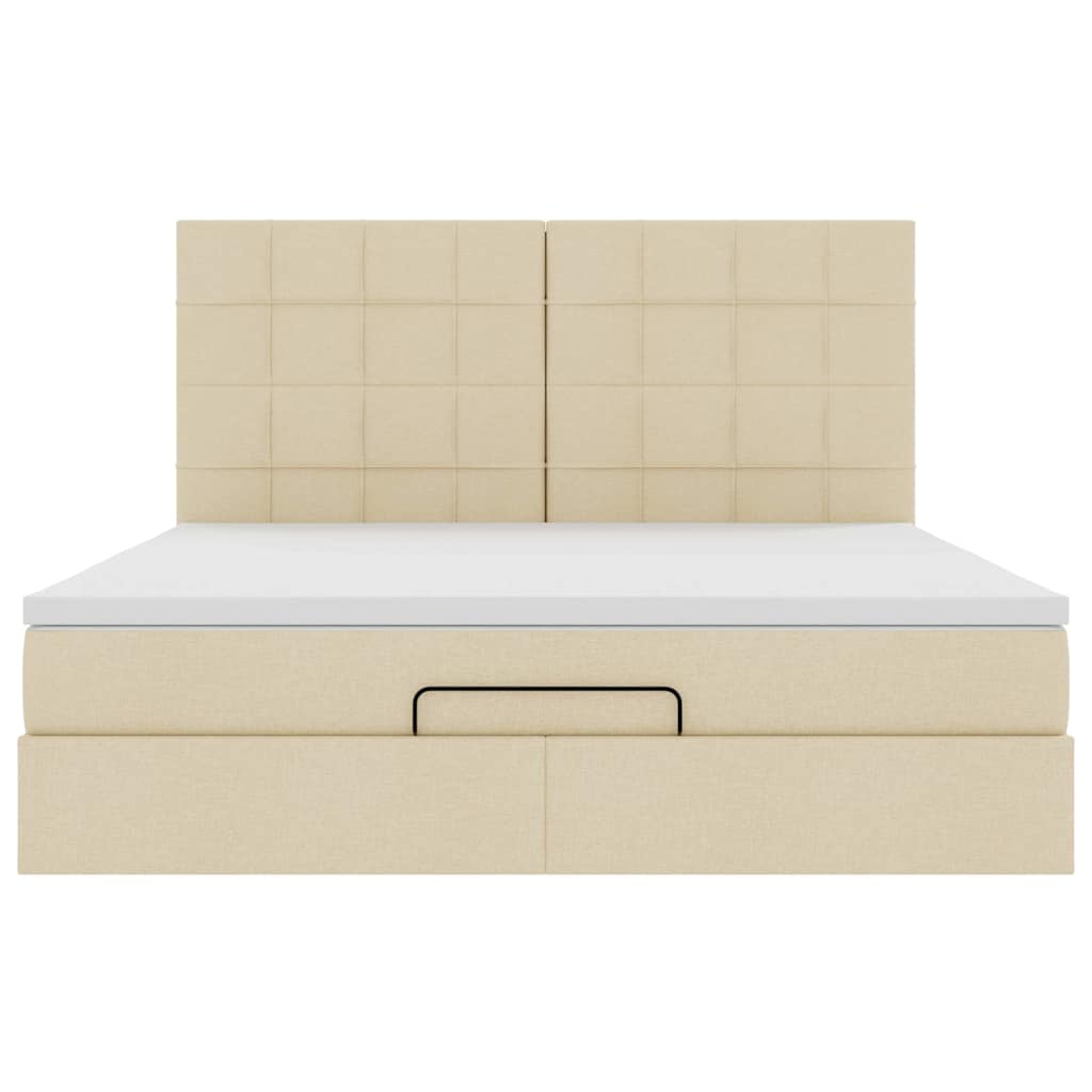 Ottoman-Bett mit Matratze Creme 160x200 cm Stoff
