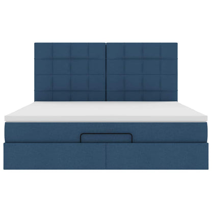 Ottoman-Bett mit Matratze Blau 160x200 cm Stoff