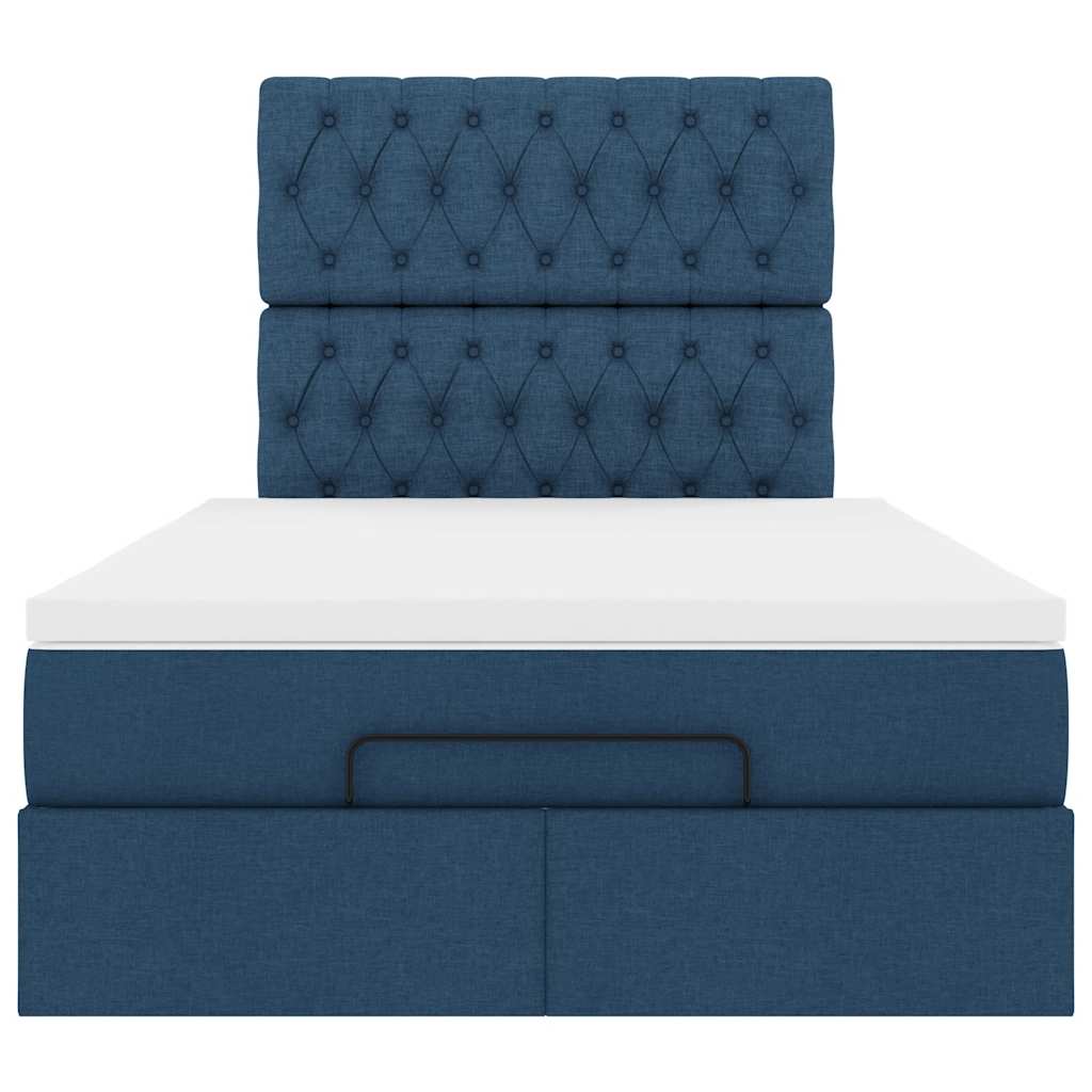 Ottoman-Bett mit Matratze Blau 120x200 cm Stoff