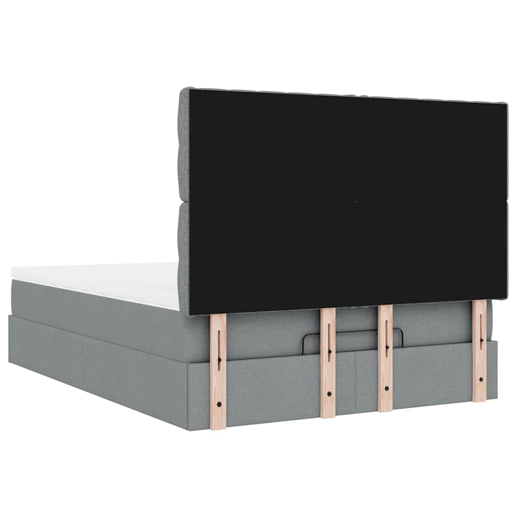 Ottoman-Bett mit Matratze Hellgrau 140x190 cm Stoff