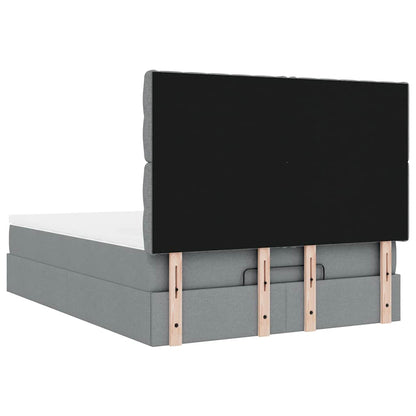 Ottoman-Bett mit Matratze Hellgrau 140x190 cm Stoff