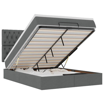 Ottoman-Bett mit Matratze Dunkelgrau 140x190 cm Stoff