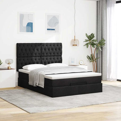 Ottoman-Bett mit Matratze Schwarz 140x200 cm Stoff