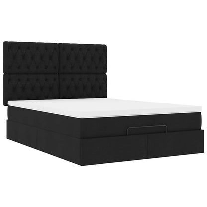 Ottoman-Bett mit Matratze Schwarz 140x200 cm Stoff