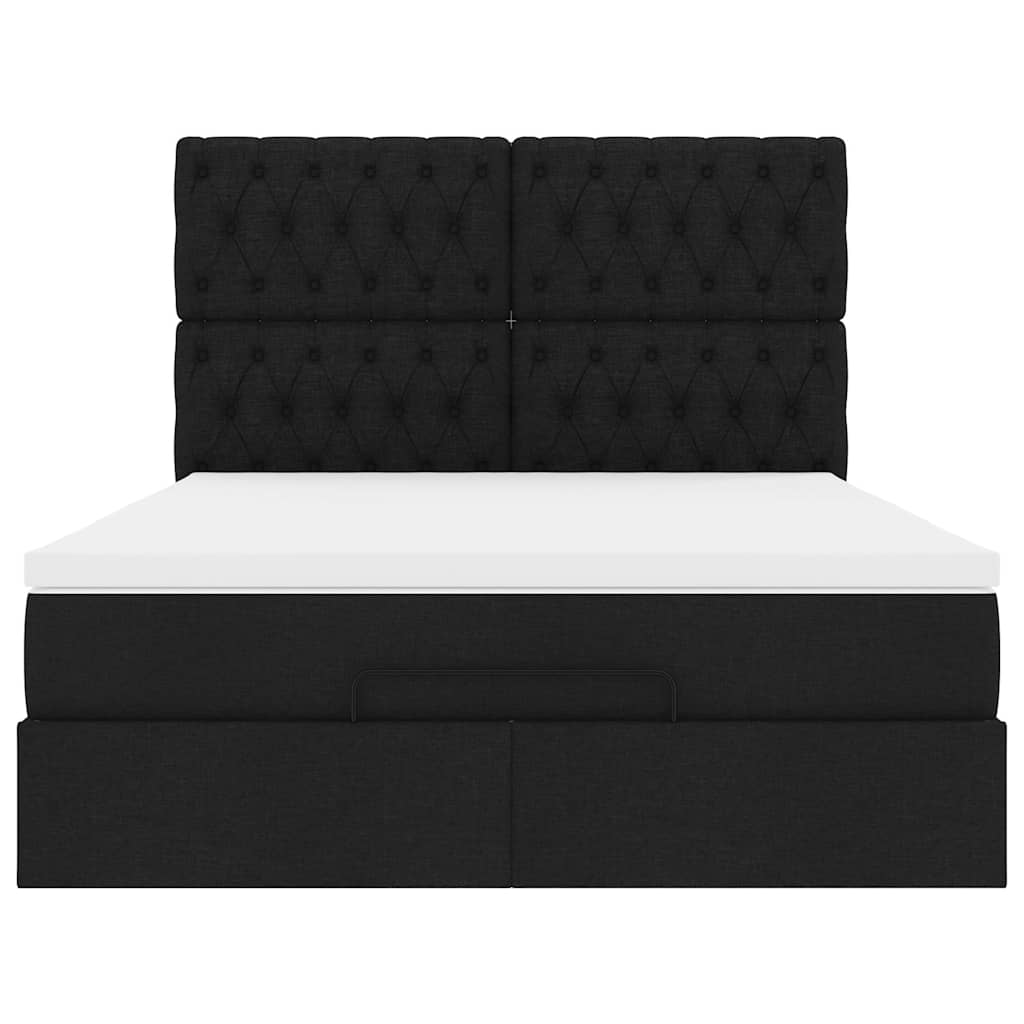 Ottoman-Bett mit Matratze Schwarz 140x200 cm Stoff