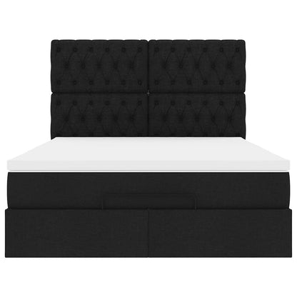 Ottoman-Bett mit Matratze Schwarz 140x200 cm Stoff