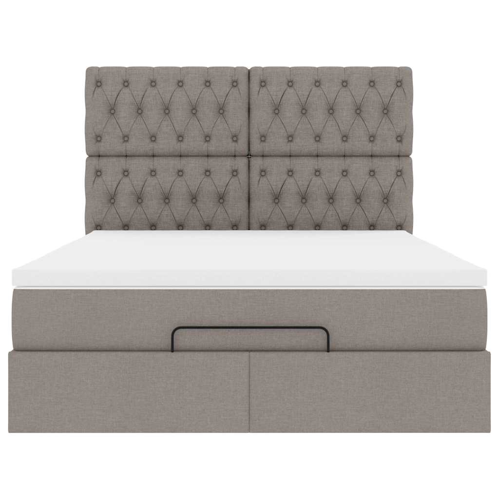 Ottoman-Bett mit Matratze Taupe 140x200 cm Stoff