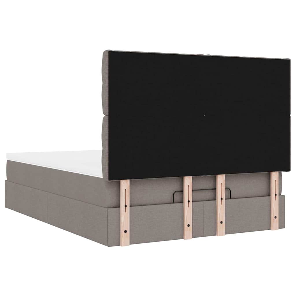 Ottoman-Bett mit Matratze Taupe 140x200 cm Stoff