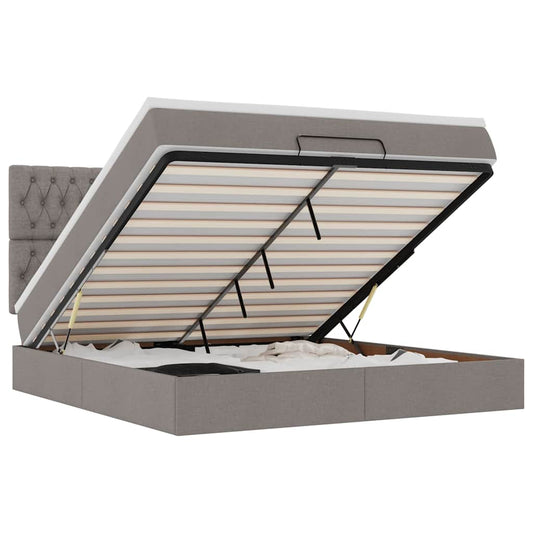 Ottoman-Bett mit Matratze Taupe 160x200 cm Stoff