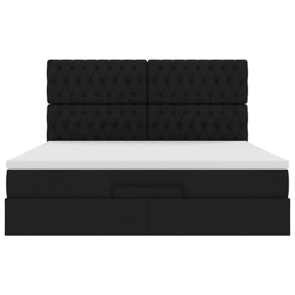 Ottoman-Bett mit Matratze Schwarz 180x200 cm Stoff