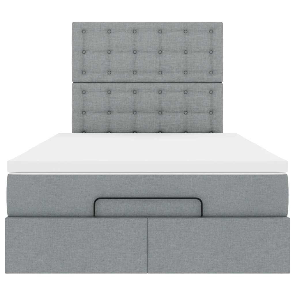 Ottoman-Bett mit Matratze Hellgrau 120x190 cm Stoff