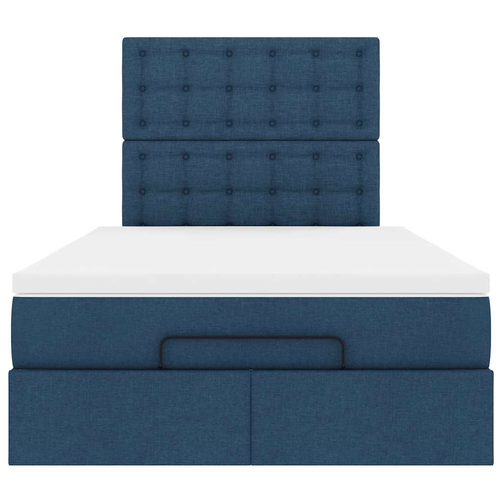 Ottoman-Bett mit Matratze Blau 120x190 cm Stoff