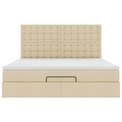 Ottoman-Bett mit Matratze Creme 160x200 cm Stoff