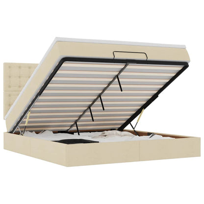 Ottoman-Bett mit Matratze Creme 180x200 cm Stoff