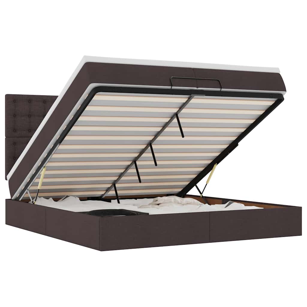Ottoman-Bett mit Matratzen Dunkelbraun 200x200 cm Stoff