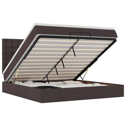 Ottoman-Bett mit Matratzen Dunkelbraun 200x200 cm Stoff