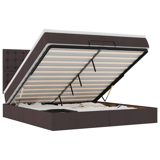 Ottoman-Bett mit Matratzen Dunkelbraun 200x200 cm Stoff