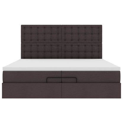 Ottoman-Bett mit Matratzen Dunkelbraun 200x200 cm Stoff