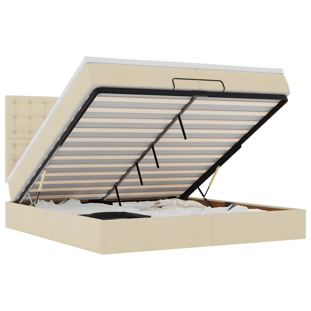 Ottoman-Bett mit Matratzen Creme 200x200 cm Stoff
