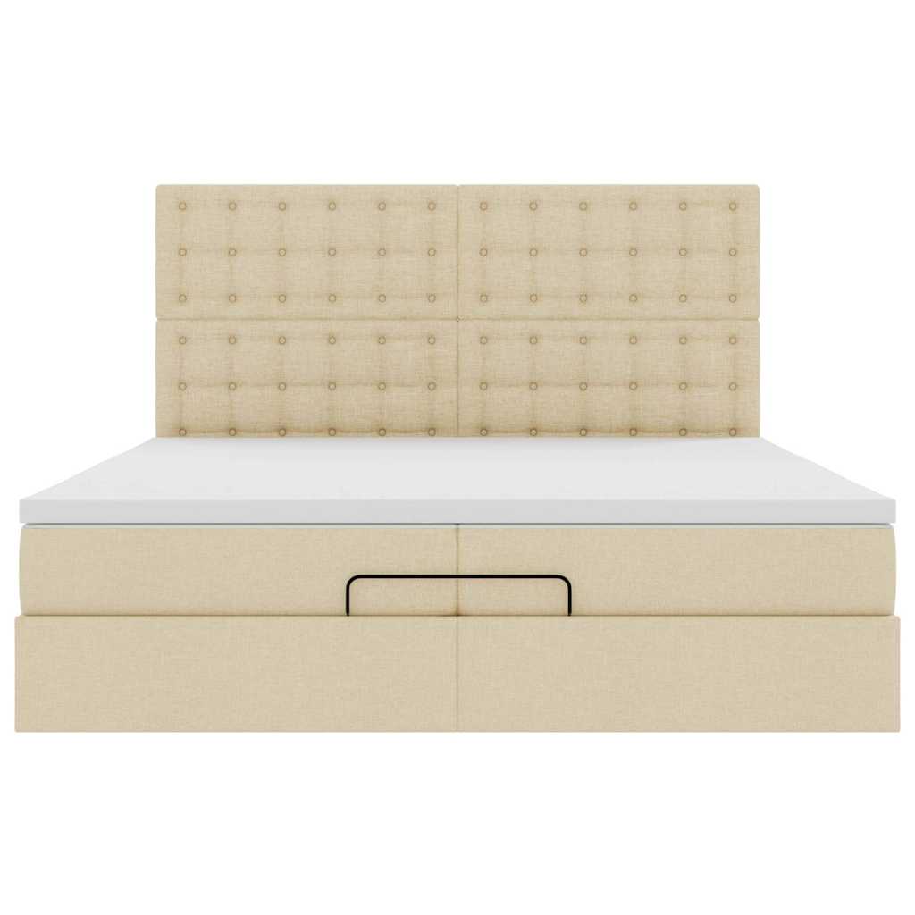 Ottoman-Bett mit Matratzen Creme 200x200 cm Stoff