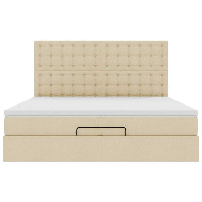 Ottoman-Bett mit Matratzen Creme 200x200 cm Stoff